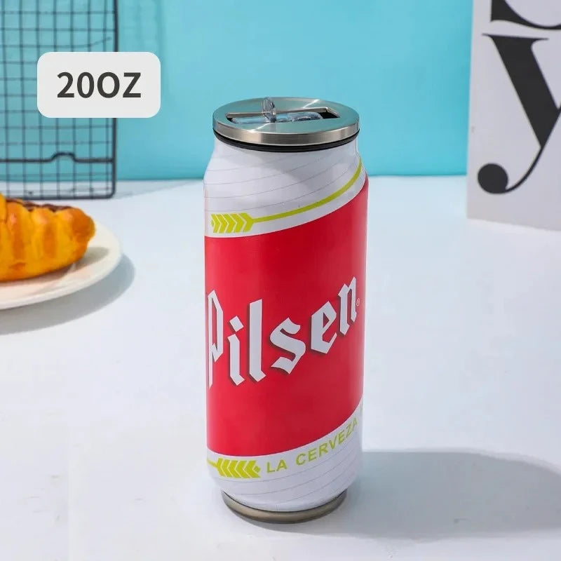 500ML 304 Stainless Steel Beer Cup Car Thermos Cola Can Cafe Beer Bottle Laser Printing Botella De Acero Inoxidable