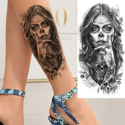 1 Sheets Chicano Prison Gangster Temporary Tattoos For Women Men Adults Fake Tattoo Sticker Water Transfer Self Adhesive Arm Leg