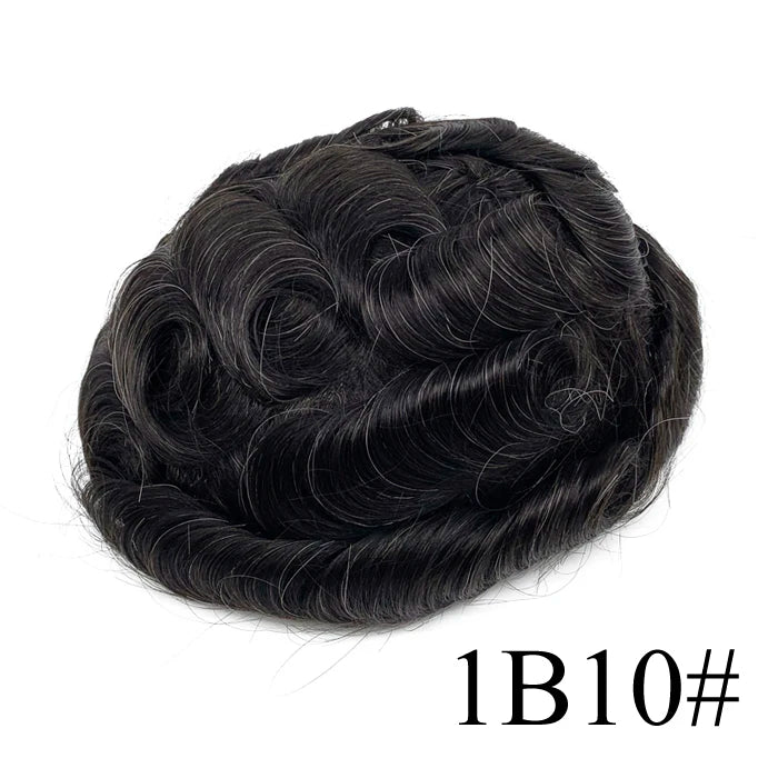 0.08mm Thickness PU Poly Base Double Knotted Toupee Human Hair Durable Time Long Lifespan Men's Capillary Prothesis