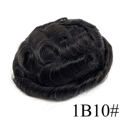 0.08mm Thickness PU Poly Base Double Knotted Toupee Human Hair Durable Time Long Lifespan Men's Capillary Prothesis