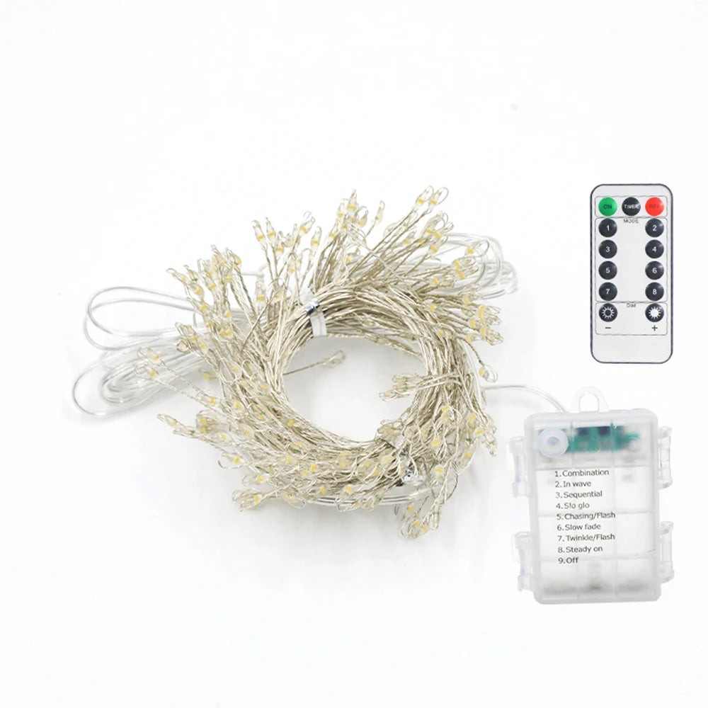 Remote Control Garland Fairy Lights 5V DC LED Firecracker Weaving String Light USB Battery Powered for Wedding Decoration