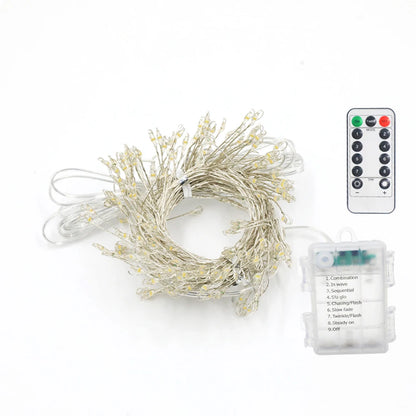 Remote Control Garland Fairy Lights 5V DC LED Firecracker Weaving String Light USB Battery Powered for Wedding Decoration