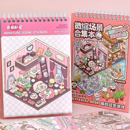 20Pcs Scenes Cartoon Landscape Sticker Book Forest Village DIY 3D Sticker Cabin Scene Pocket Birthday Gift for Kid Child Student