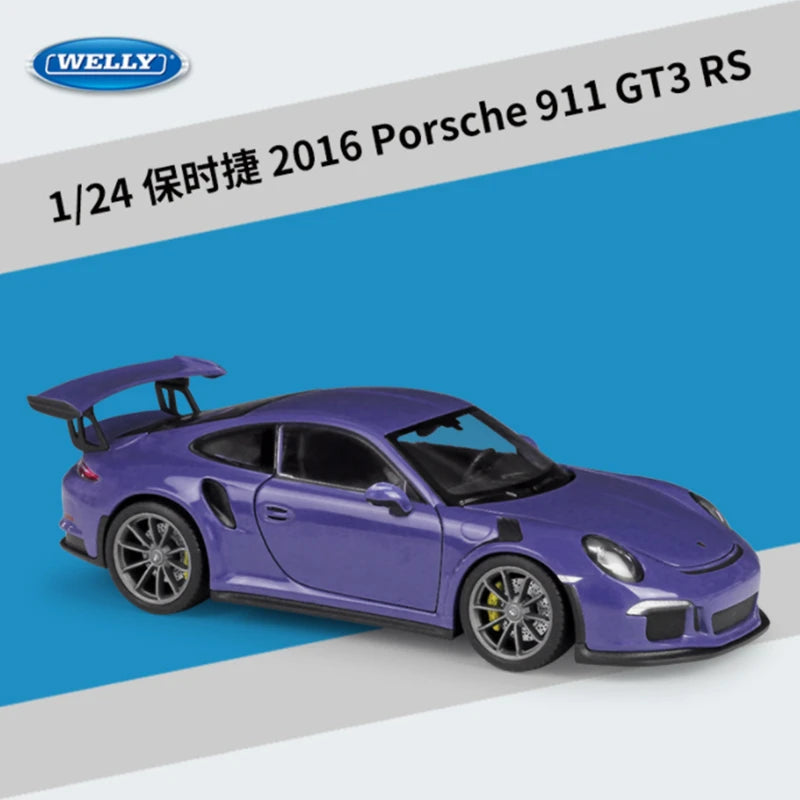 WELLY 1:24 Porsche 911 GT3 RS Alloy Sports Car Model Diecast Metal Racing Car Vehicles Model Simulation Collection Kids Toy Gift