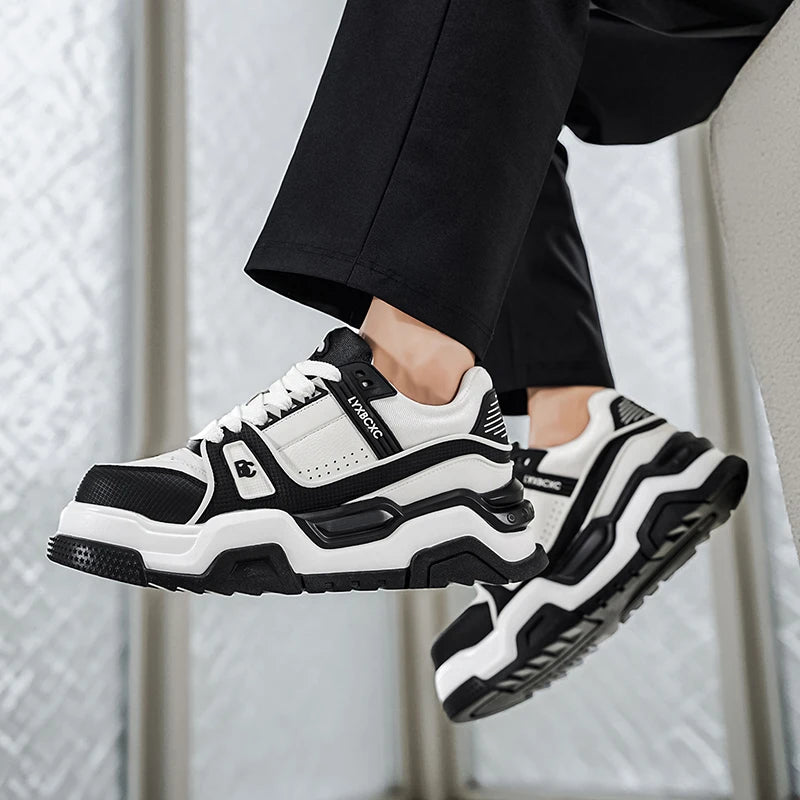 Men's Thick-Soled Height-Increasing Casual Sports Shoes, Low-Top Lace-Up Style, Wear-Resistant Sole, Comfortable and Anti-Slip,