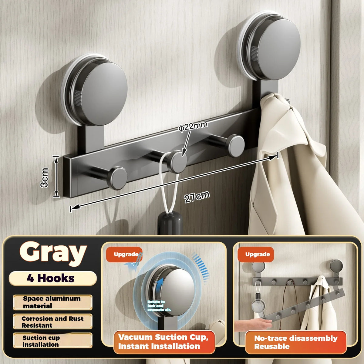 Suction Cup No Drilling Wall Mounted Hooks Rack Kitchen Storage Row Hook Holder Bathroom Towel Robe Coat Hangers Adhesive Hooks