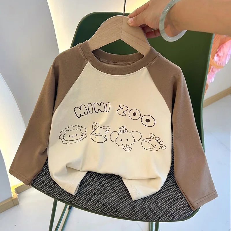 New Autumn Girls and Boys Long Sleeve T-shirt Base Shirt Letter Korean Style Children Clothing