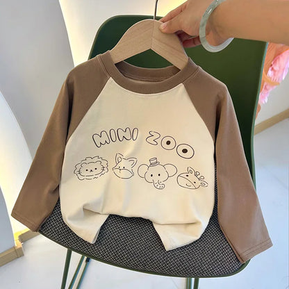 New Autumn Girls and Boys Long Sleeve T-shirt Base Shirt Letter Korean Style Children Clothing