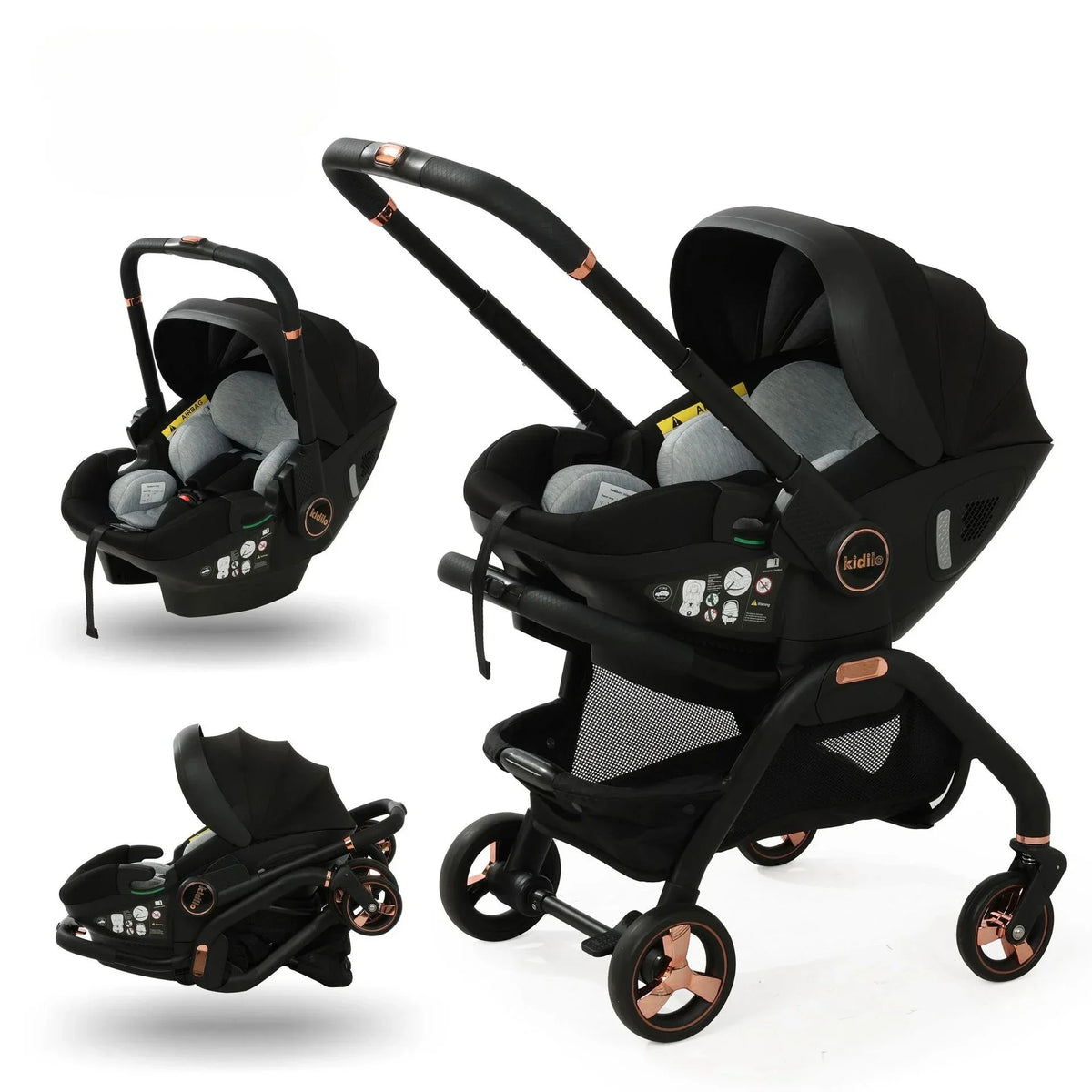 3-in-1 Baby Stroller, Baby Safety Seat, Newborn Sleeping Basket, Portable with 5 Color Choices Suitable for Ages 0-3