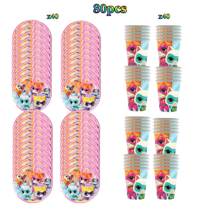 Superkittie Birthday Party Decoration Tableware Tablecloth Plate Cup Napkin Balloon Cake Decor superkitties Party Favors Supply