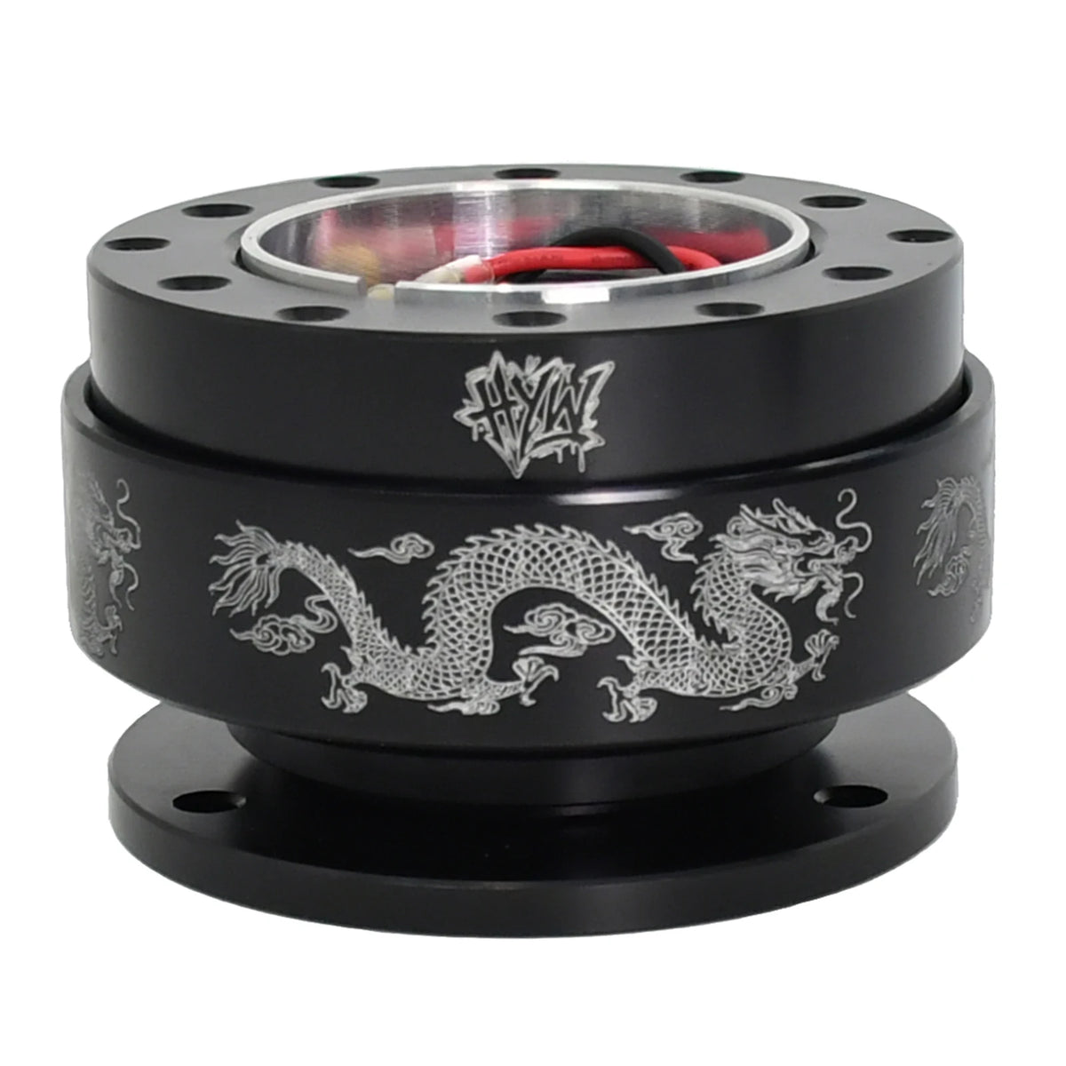 HYW Steering Wheel Quick Release Black Metal Laser Print Patterns Universal Drift Car Racing JDM Car Modification Parts