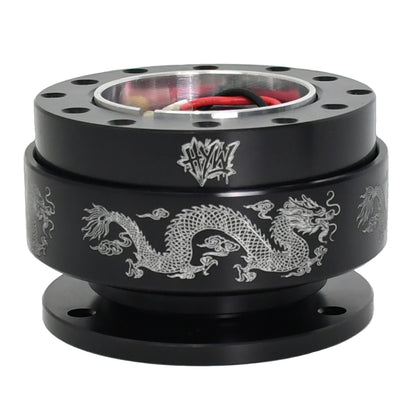 HYW Steering Wheel Quick Release Black Metal Laser Print Patterns Universal Drift Car Racing JDM Car Modification Parts