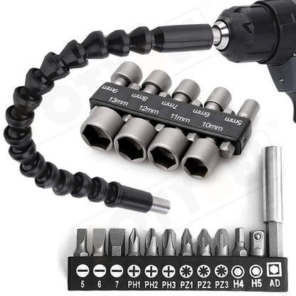 Flexible Extension Shaft Power Hand Tools Kit 3Pcs Electric Screw Driver Batch Head Set Hex Sockets Bits Usefull in Tight Corner