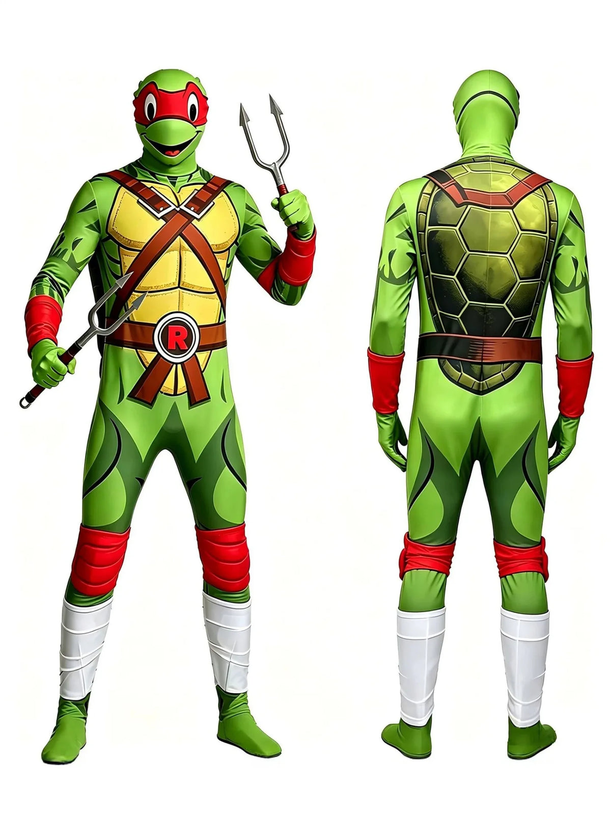 Ninja Turtles Style Cosplay Suit, Adult Halloween Superhero Costume, Stretch Bodysuit for Carnival Performance Party