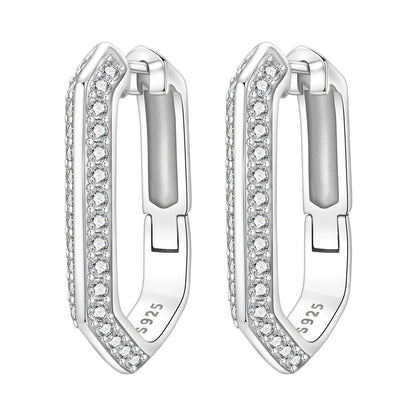 Orstarry Original 925 Sterling Silver Minimally Design Blue Zircon Earrings Women Hoop Earring Anniversary Jewelry Gifts