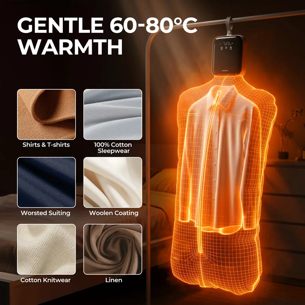 ROUNY Foldable Electric Clothes Drying Rack,Portable Lightweight Travel Garment Dryer, Efficient Moisture & Odor Removal, 12h
