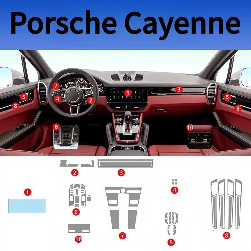 For Porsche Cayenne 22-23 Models Interior Protection Dashboard Multimedia Navigation Transparent Scratch-Resistant Film Modifica