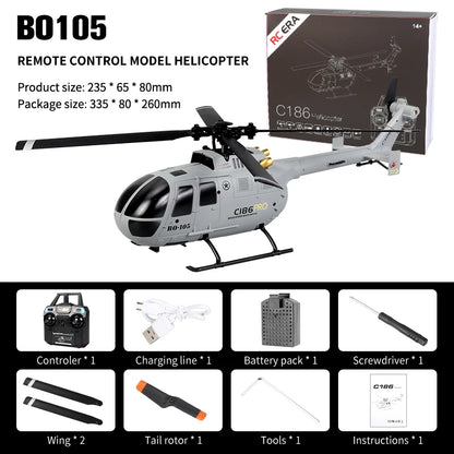 C186 RC Helicopter 2.4G 4CH BO105 Plane 4 Propellers 6 Axis Electronic Gyroscope for Stabilization Remote Control Airplane Toys