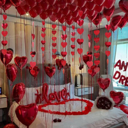 LOVE Balloon Set Love Pendant Decoration Red Heart Balloon for Valentine's Day Proposal Wedding Birthday Decoration