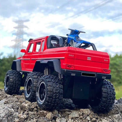 1:28 G63 G65 6*6 Big Tyre Alloy Pickup Car Model Diecast & Toy Metal Off-Road Vehicles Car Model High Simulation Childrens Gift