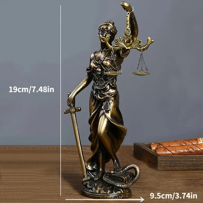 European style creative retro home imitation copper goddess of justice ornament decoration living room office desk ornament 1PCS