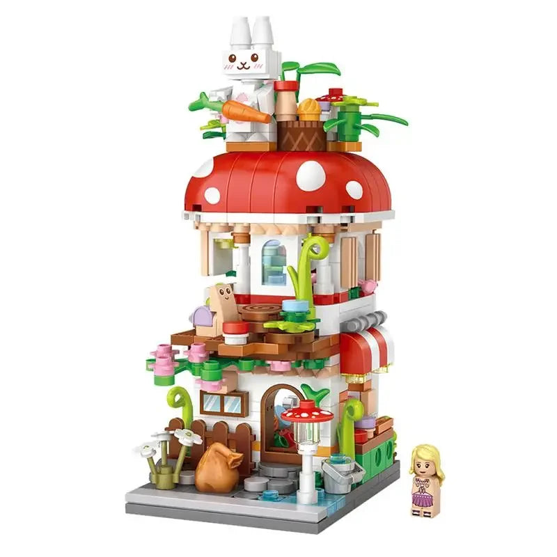 LOZ Blocks FUN Ideas Mini Street Store Toy Small Flower Pisa Shop Brinquedos MOC City House Food Building Bricks Girl Gifts