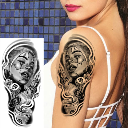 1 Sheets Chicano Prison Gangster Temporary Tattoos For Women Men Adults Fake Tattoo Sticker Water Transfer Self Adhesive Arm Leg