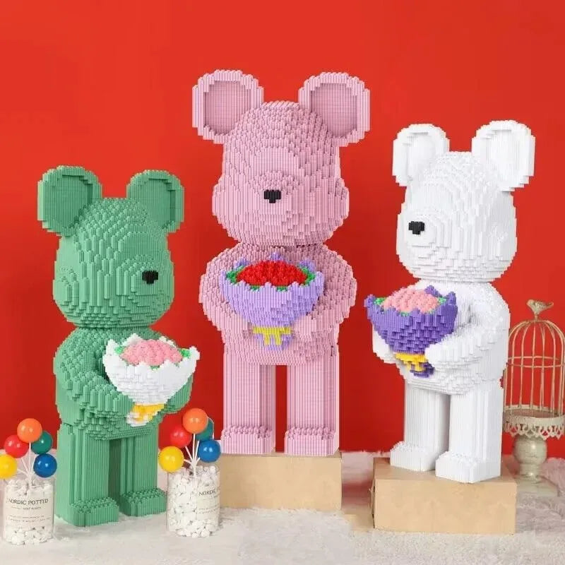 48cm Flower Violent Bear Huge  Building Block  Children's Toys with Small Particles Bricks 3D Model Children's Adult Gift