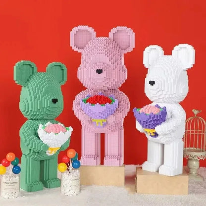 48cm Flower Violent Bear Huge  Building Block  Children's Toys with Small Particles Bricks 3D Model Children's Adult Gift
