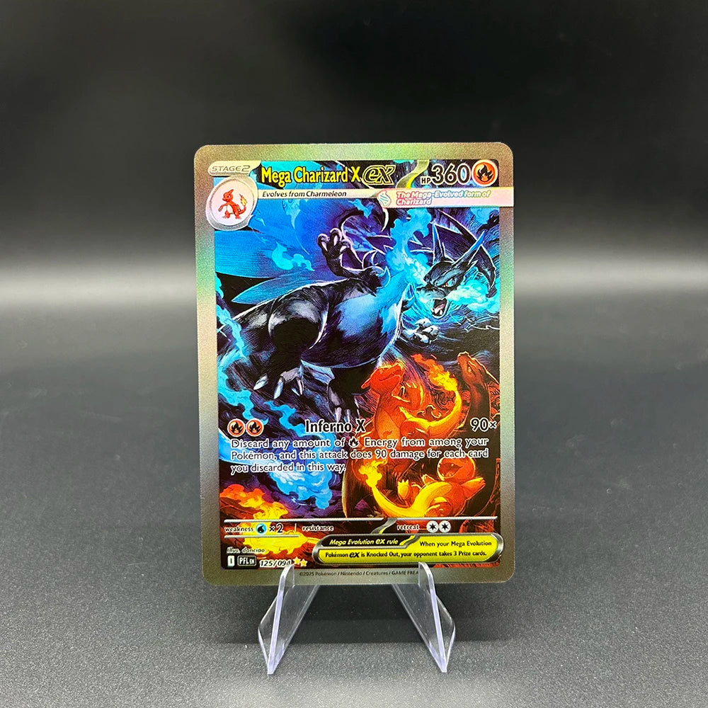 125/110 Mega Charizard Ex DIY Anime PTCG Flash Charizard Series Card En/jp Collect Battle Flash Cards Holiday Child Gifts Toy