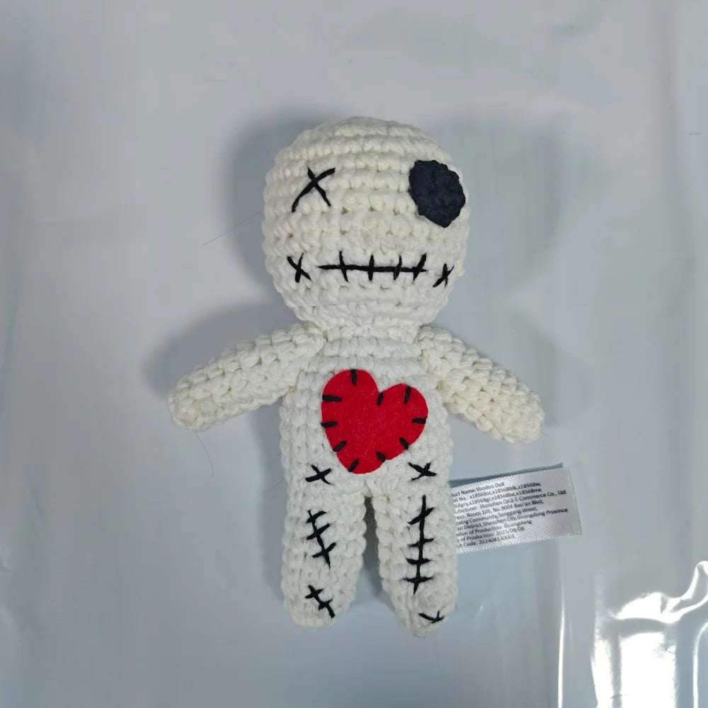Crocheted Voodoo Doll Handmade Cute Red Heart Yarn Dolls Keychain Halloween Decoration Creative Gift For Party Home Decor