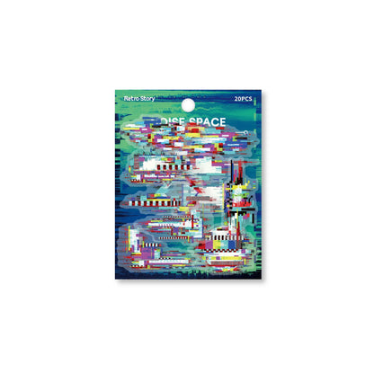 JIANWU Noise Space Series Vintage Cyberpunk Mosaic Landscape Material Collage PET Sticker Creative DIY Journal Stationery