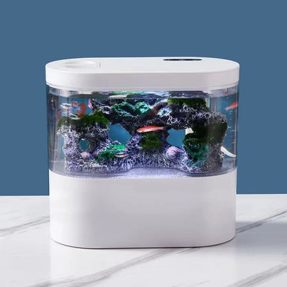USB Mini Desktop Aquarium Built-in Water Pump / LED Light / Filter Self Circulation and Self Circulation Goldfish Tank