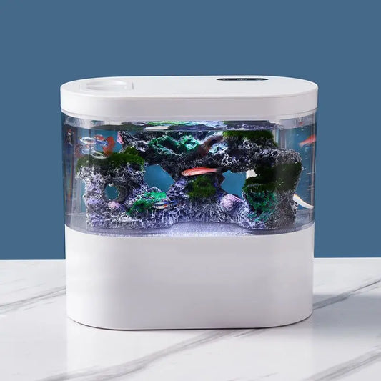 USB Mini Desktop Aquarium Built-in Water Pump / LED Light / Filter Self Circulation and Self Circulation Goldfish Tank