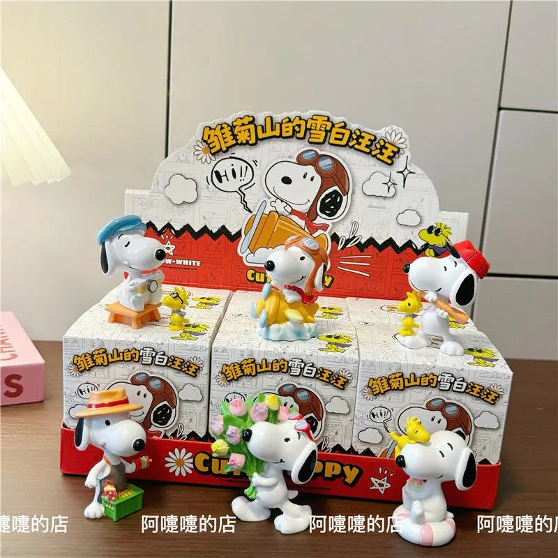 Snoopy Action Figure Blind Box Mystery Box Surprise Gift Cute Cartoon Anime Figurine Car Dashboard Decor Desktop Ornament Toys