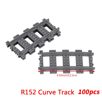 MOC City Bricks Train Flexible Construction Parts Railway Curve Track Building Blocks Model Accessories Compatible with 53401