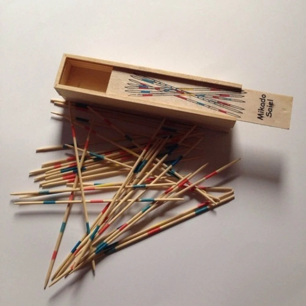 1 Set Traditional Mikado Spiel Pick Up Sticks With Box Multiplayer Game Educational Wooden Board Games Stick
