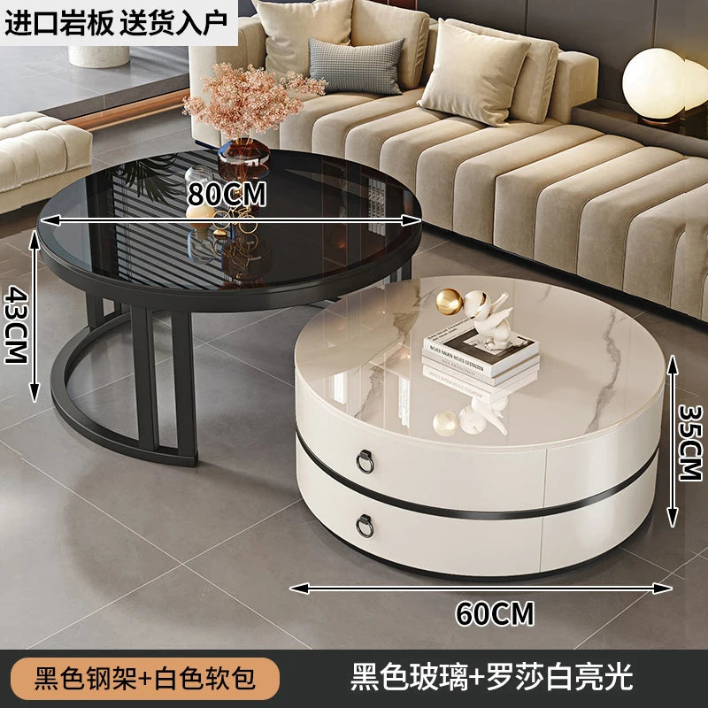 European Elegant Coffee Tables Multifunction Trendy Modern Minimalist Coffee Tables With Drawers Storage Mesa Centro Furniture