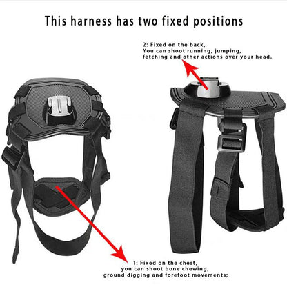 Pet Camera Harness Mount for Gopro Hero DJI OSMO Insta360 for Cats & Small Medium Large Dogs Adjustable Chest Back Holder