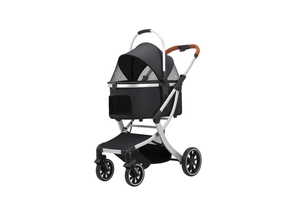 STLFFactory Price Foldable Pet Stroller with Shock Absorbers and Mesh Windows for Cats and Dogs
