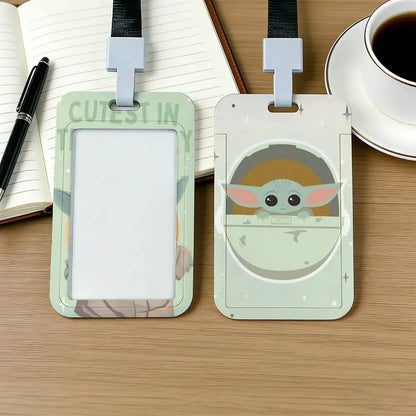Cartoon Star Wars War Yoda Card Holder Employee Card Cover Lanyard Work Business ID Badge Holder Name Tag Cards Case