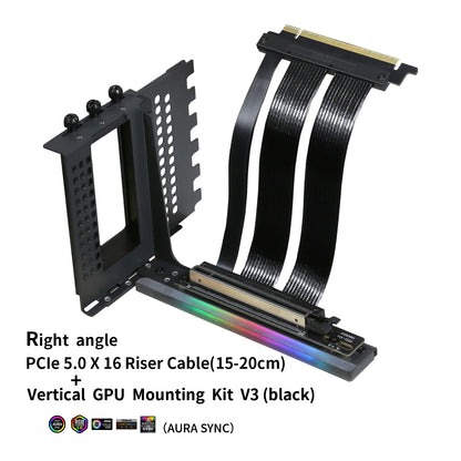 PCIe 5.0 X16 GPU Riser Cable Gen5 Right Angle Graphics Card Extension Cable 128GB/s for Vertical Mount PC