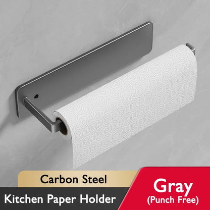 Self Adhesive Kitchen Paper Holder No Drill Napkin Tissue Towel Toilet Roll Paper Holder Hanger Cabinets Bathroom Storage Rack