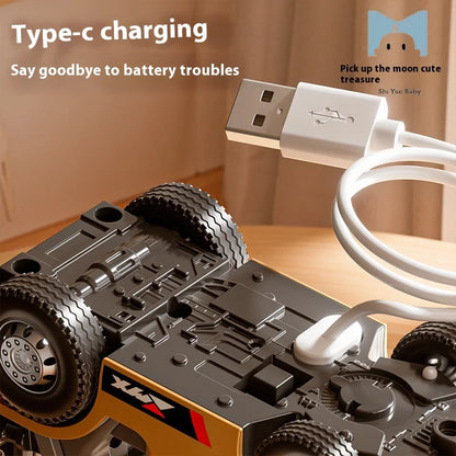 2.4G 1:64 Desktop RC Forklift Alloy Mini Tabletop Remote Control Forklift Engineering Vehicle Toys Model Gift for Boys