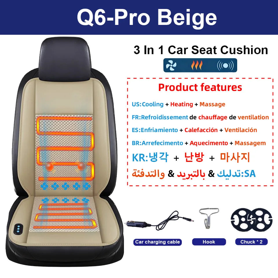 E-ACE 3-in-1 Large Truck 12V&24V Car Mounted Ventilation Cooling Heating Massage Seat Cushion Truck Blowing Cool Seat Cushion