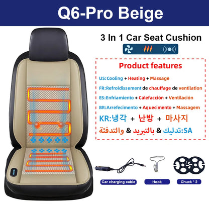 E-ACE 3-in-1 Large Truck 12V&24V Car Mounted Ventilation Cooling Heating Massage Seat Cushion Truck Blowing Cool Seat Cushion