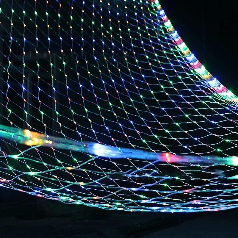 6x4M 3x3M LED Net Mesh Light Christmas Window Curtain String Light Outdoor Fairy Light Garland for Wedding Holiday Decor Lamp