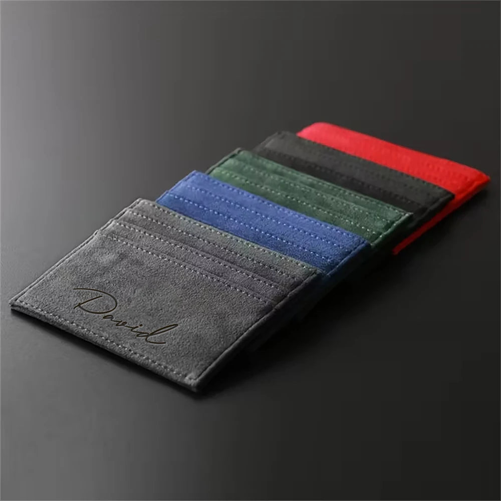 Customizable 3D Laser Engraved Name Personalized Women Men Wallet PU Faux Leather Fashion Design Simple Lightweight Card Wallet