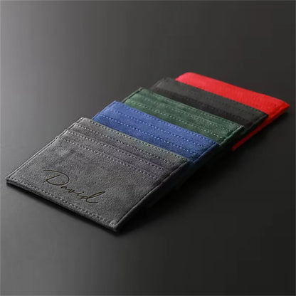 Customizable 3D Laser Engraved Name Personalized Women Men Wallet PU Faux Leather Fashion Design Simple Lightweight Card Wallet