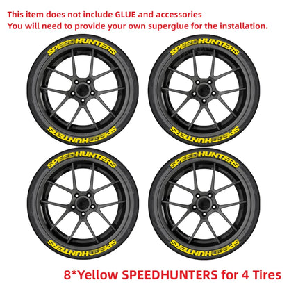 Yellow SPEEDHUNTERS 3D Tire Letter Sticker Car Auto Wheel Decor Decals Water Proof Trendy Vehicle Wheel Styling No Glue Required